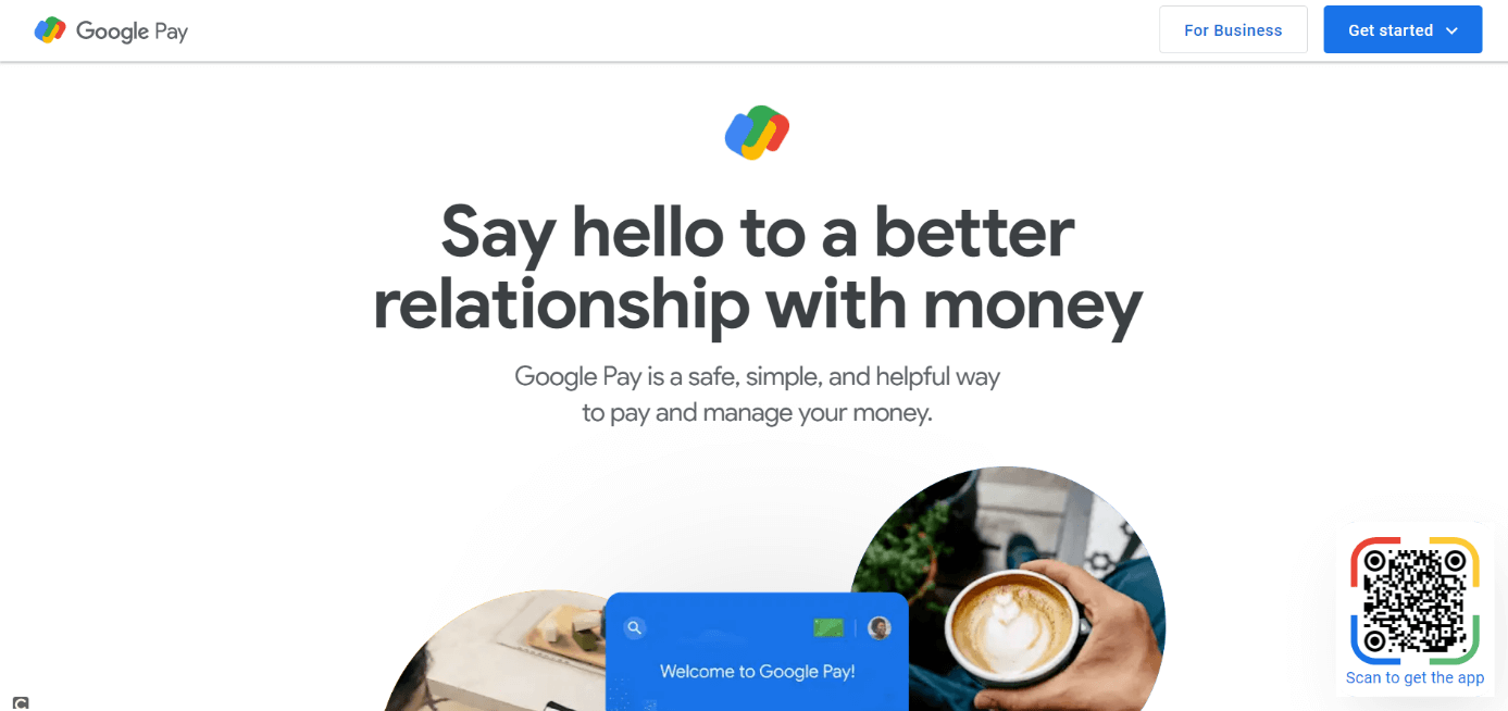 Homepage of Google Pay