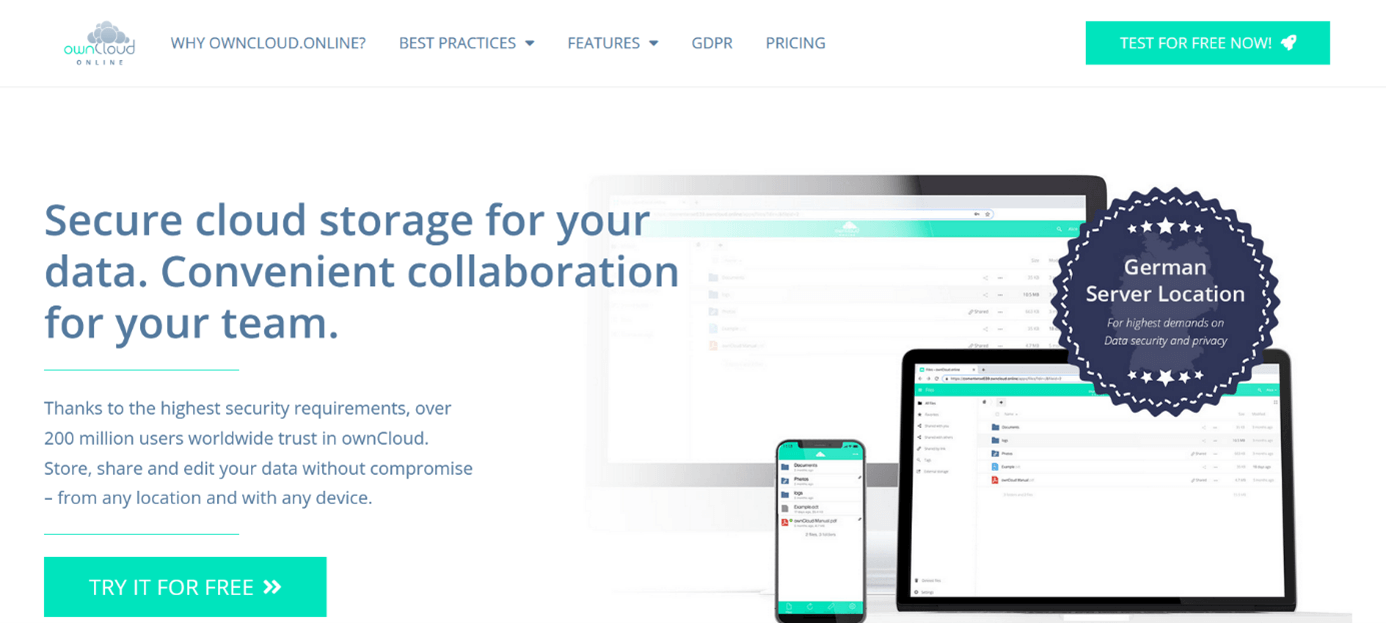 Homepage of the OwnCloud provider