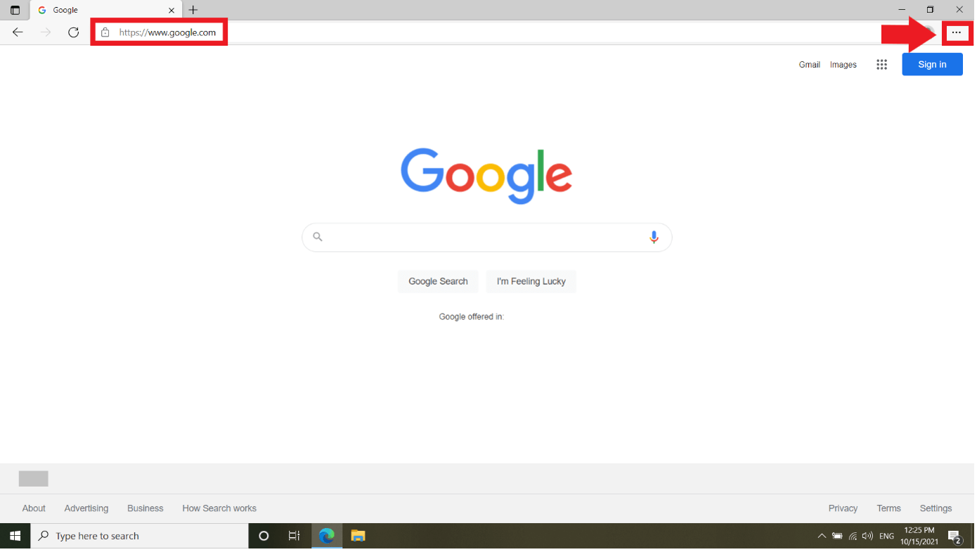 Edge browser: Top right three-dot icon