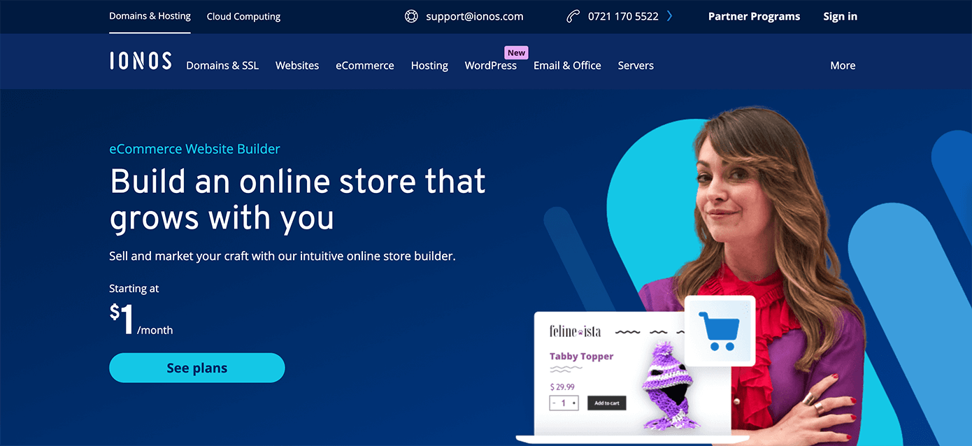 Screenshot of IONOS eCommerce Website Builder