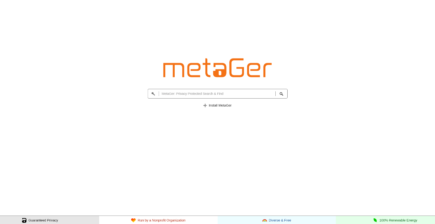 Screenshot of the MetaGer homepage