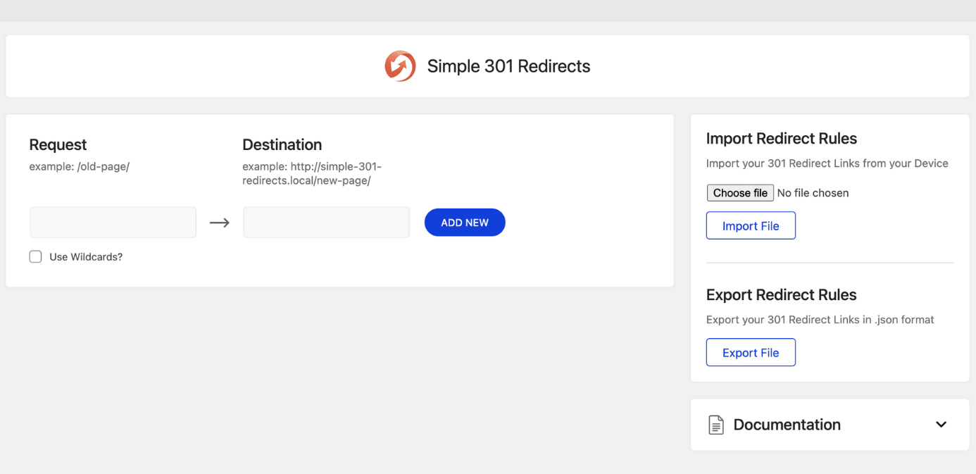 Screenshot of Simple 301 Redirects plugin