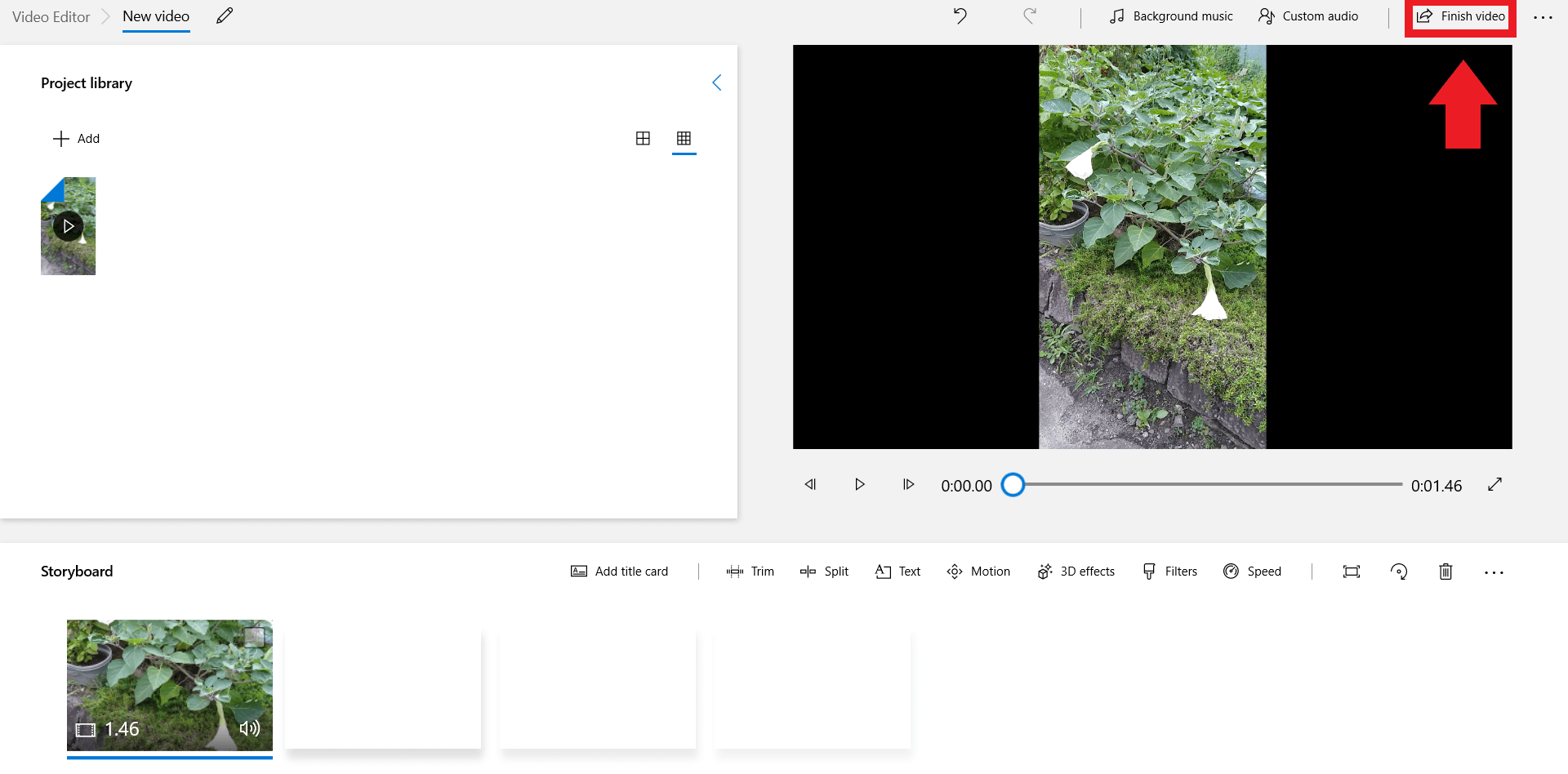 Save your video by selecting “Finish video”