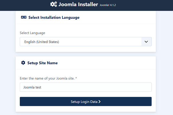 Screenshot of Joomla Installer in browser