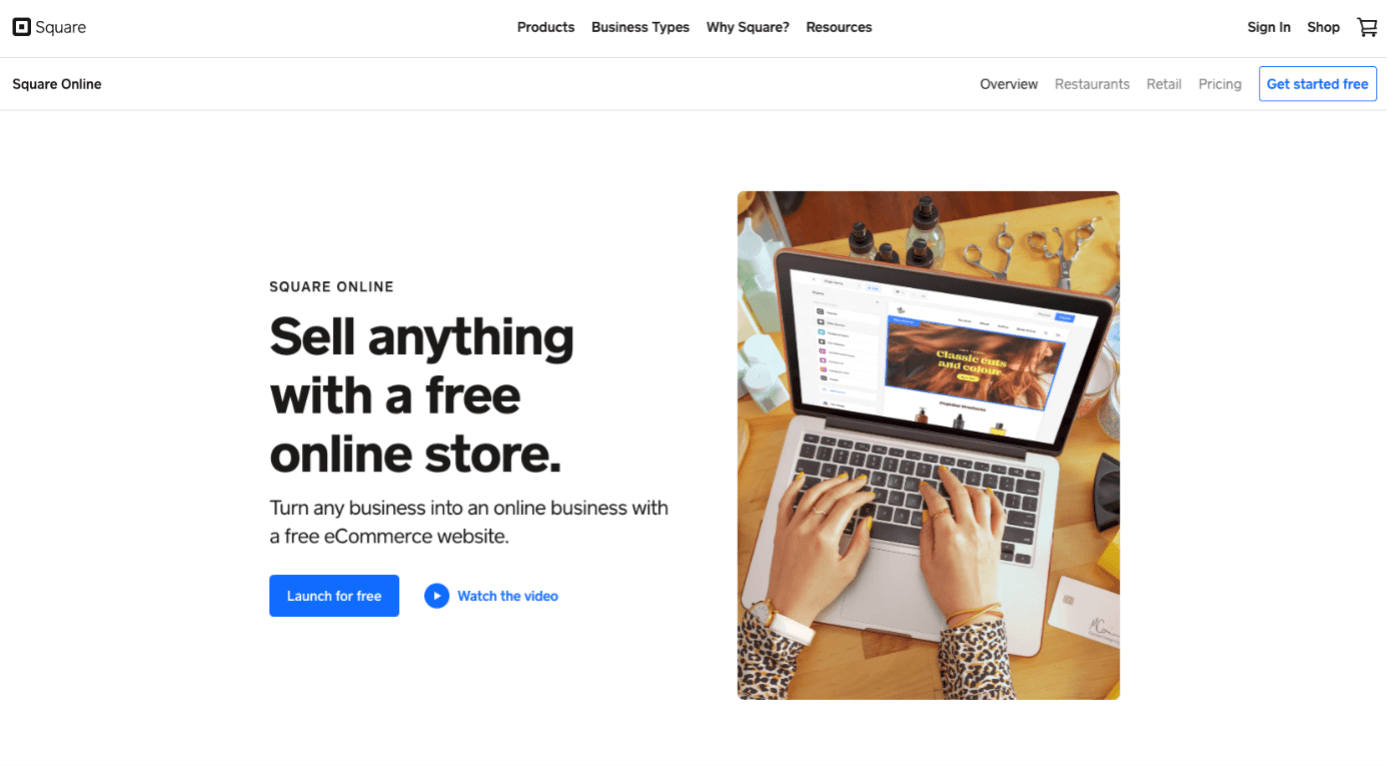 Screenshot of Square Online Store