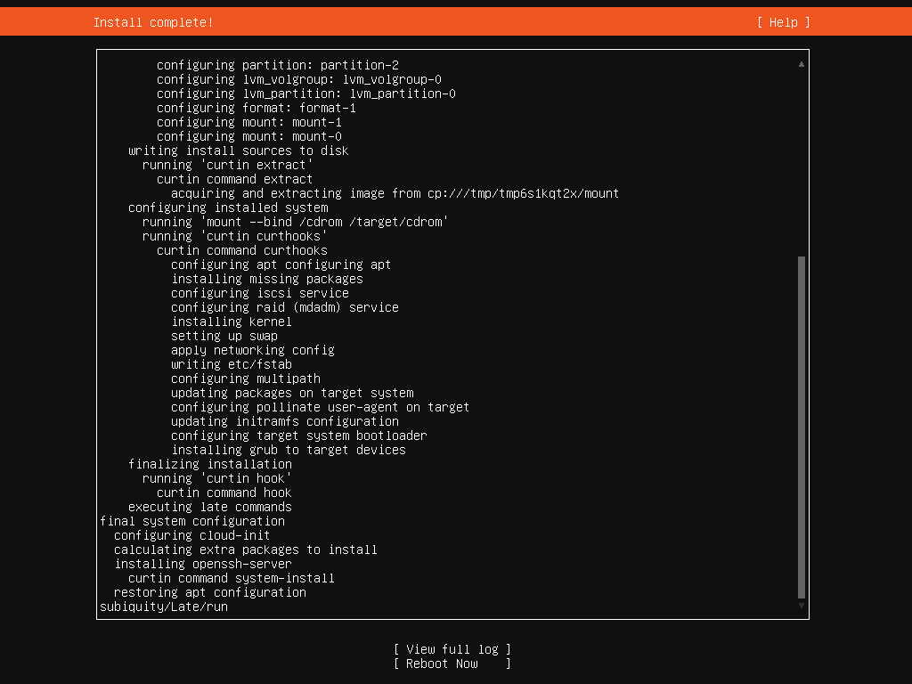 Ubuntu server: Message after successful installation