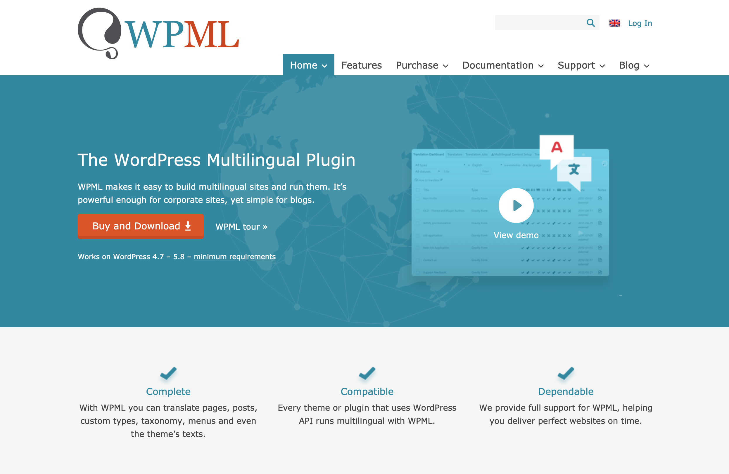 Website of WordPress plugin WPML