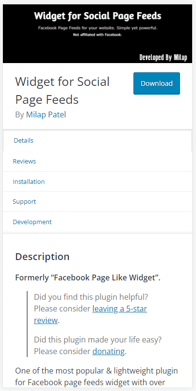 “Widget for Social Page Feeds” on wordpress.org