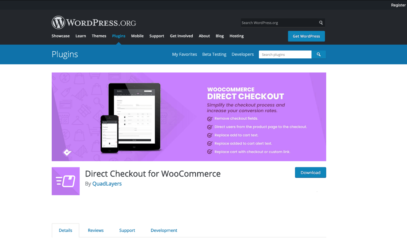 WooCommerce plugin Direct Checkout on WordPress.org