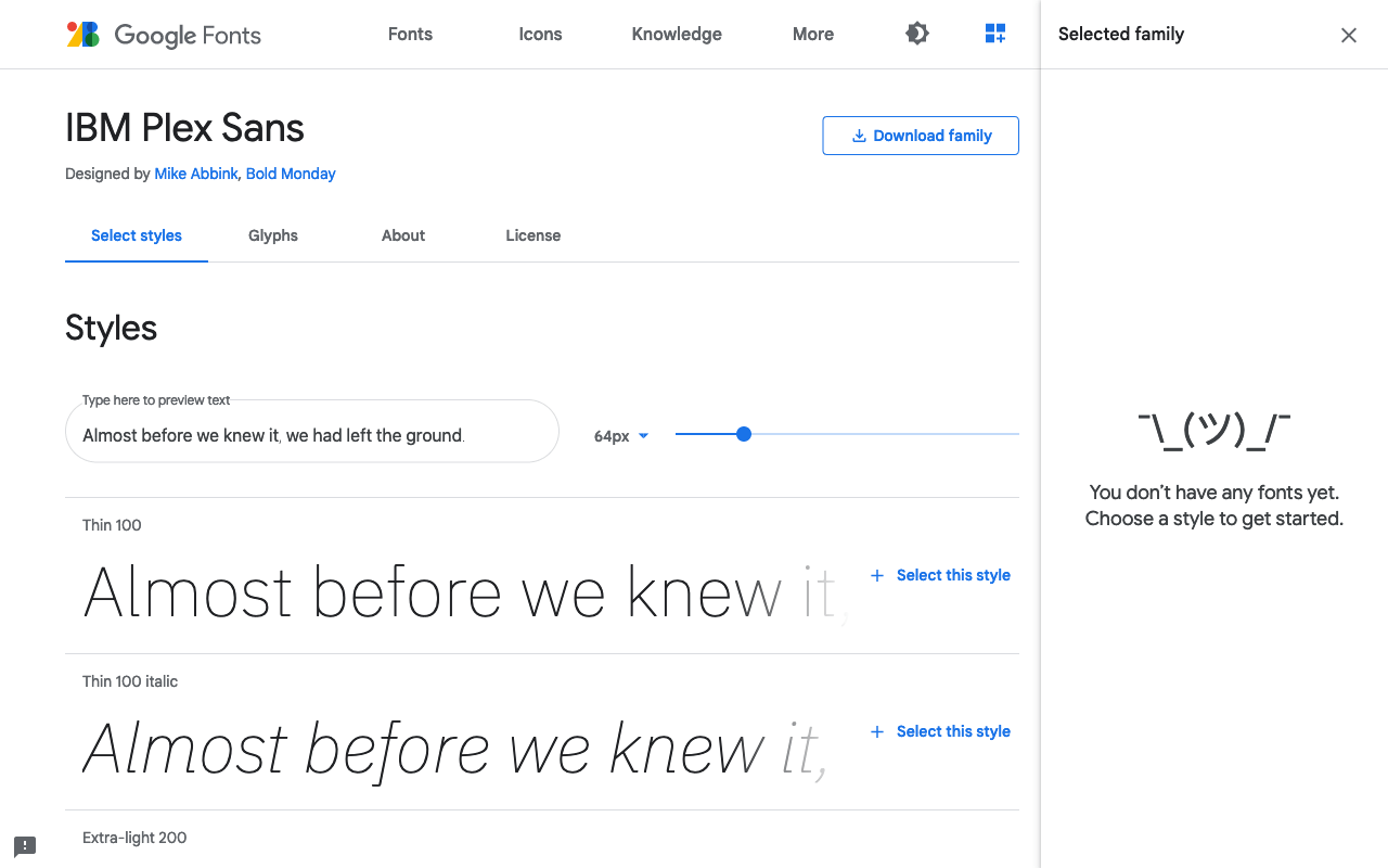 Select a font from Google Fonts