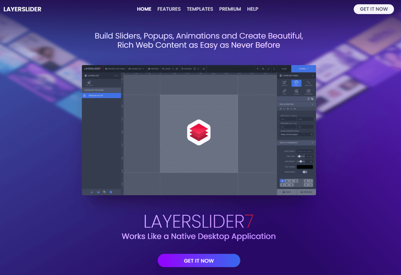 Screenshot of the LayerSlider slider plugin website