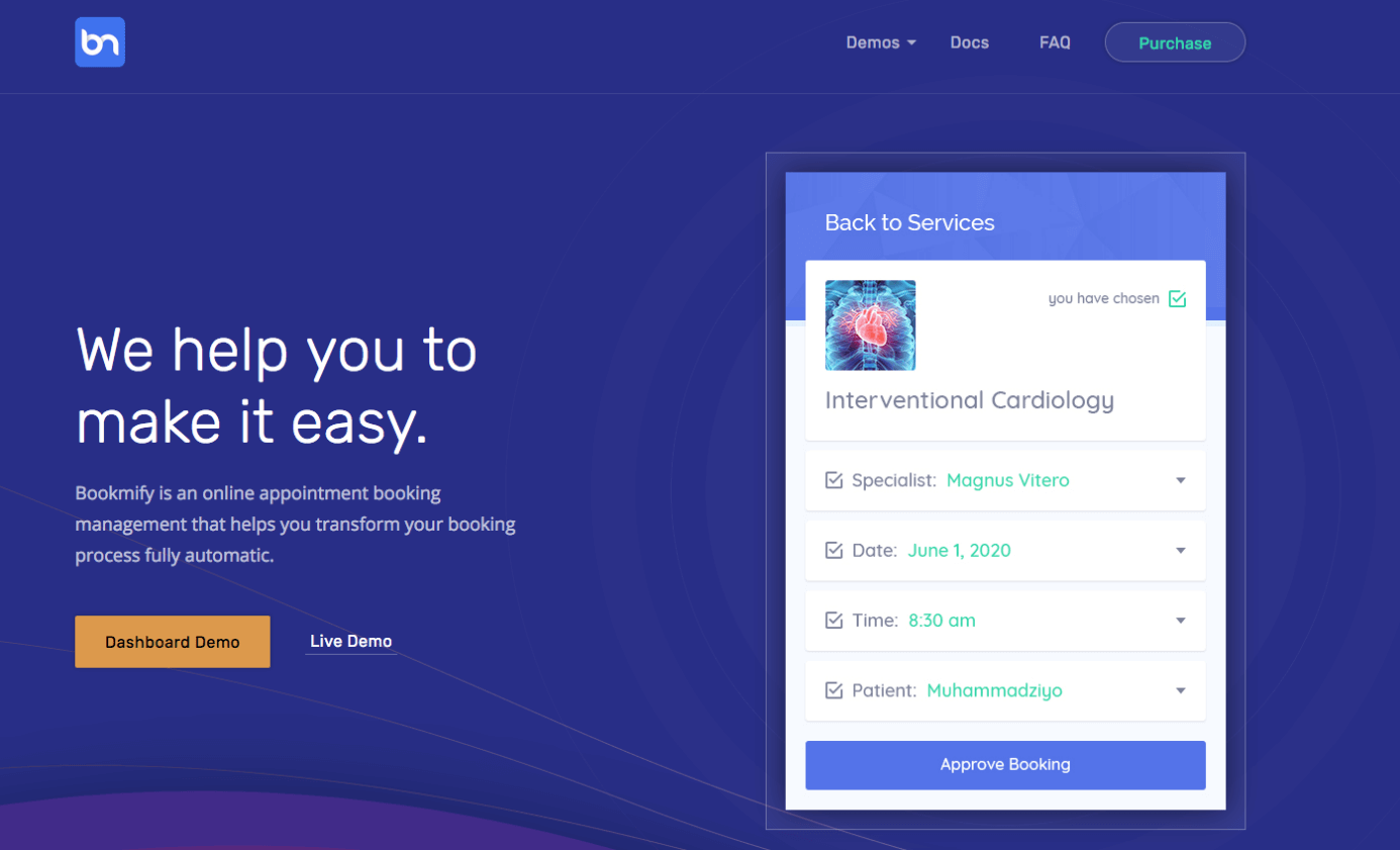 Screenshot of the Bookmify website