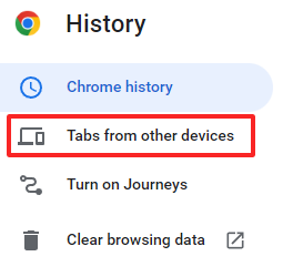Screenshot of history options in the Chrome browser