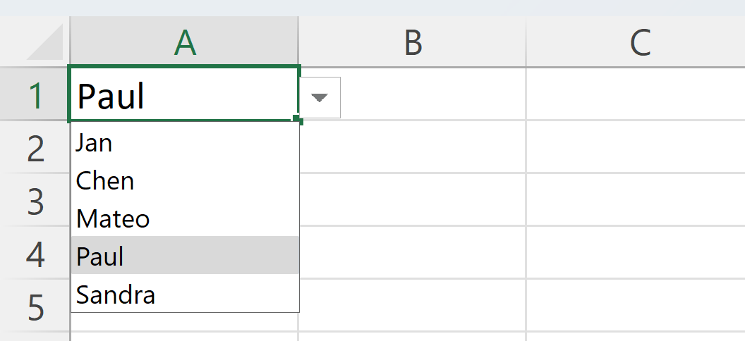 Excel drop-down list