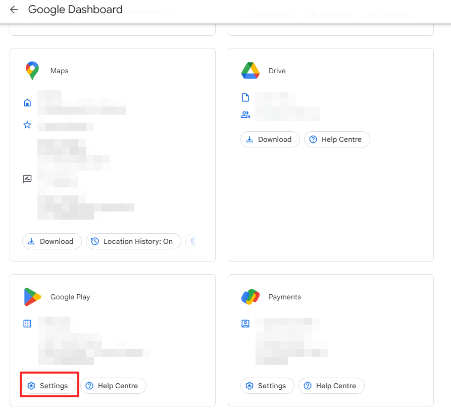 Screenshot of Google Dashboards