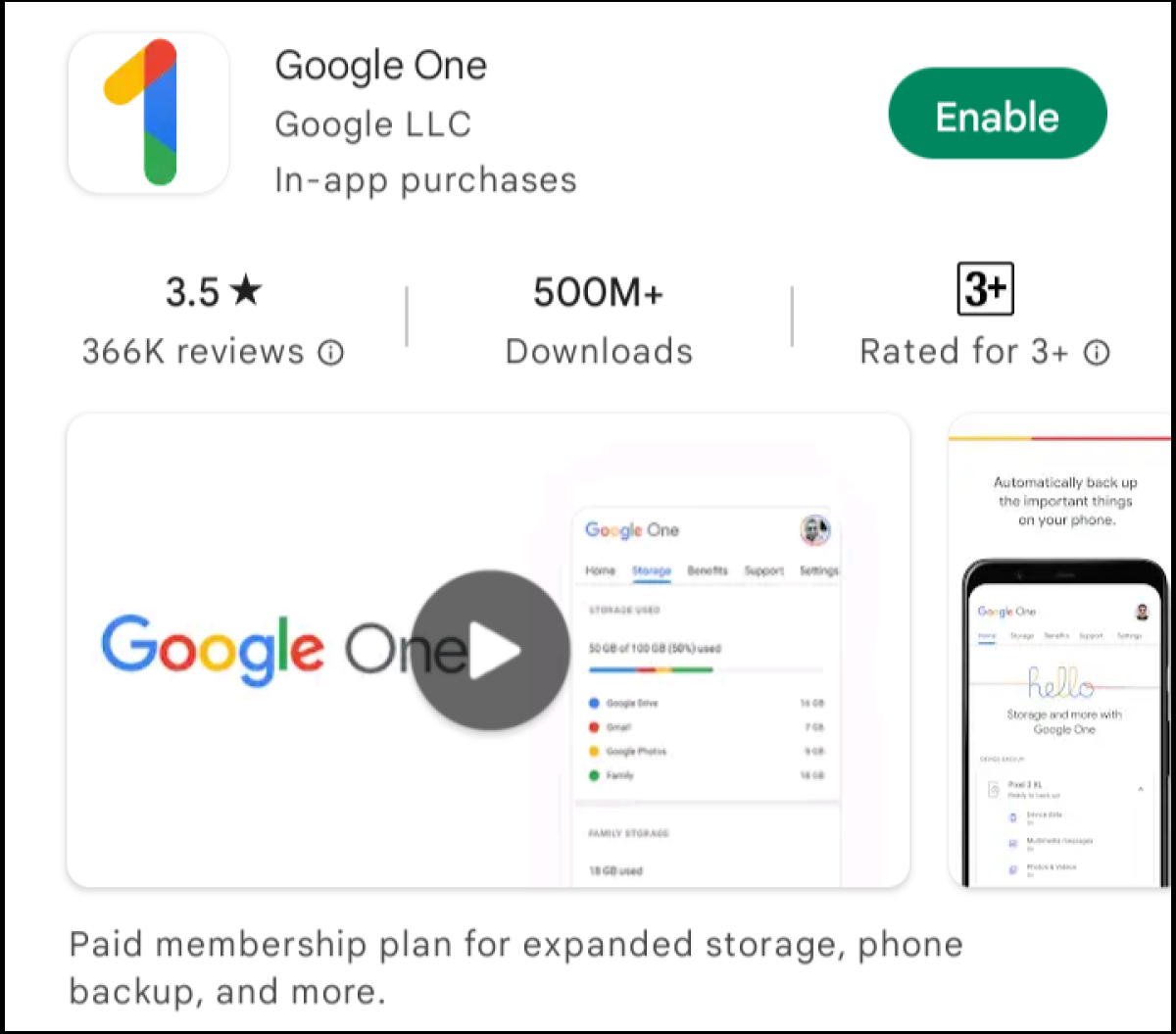 Google One - Cloud Storage, Automatic Phone Backup, VPN and more