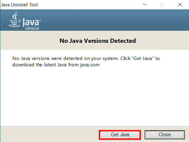 Java Uninstall Tool: Download from Java