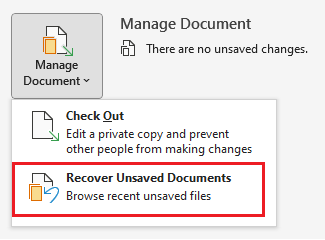 Word’s Auto-Restore feature in the File &gt; Information &gt; Manage Document menu
