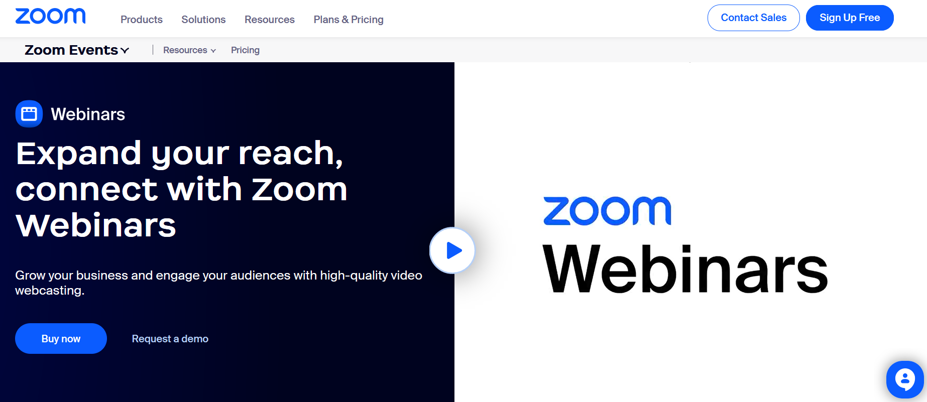 The Zoom Webinars website