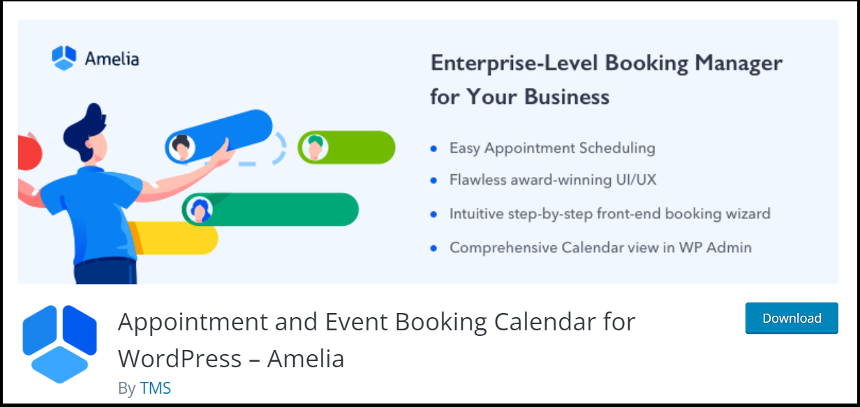 The Amelia WordPress website for the plugin The Amelia WordPress website for the plugin