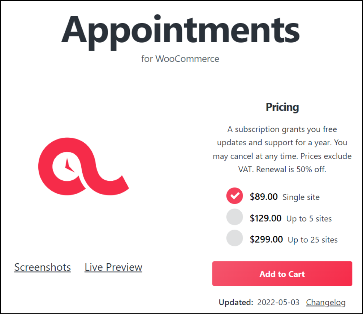 The website of the WooCommerce Appointments plugin