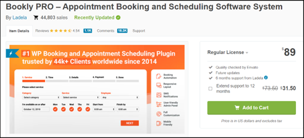 The website of the Bookly PRO plugin The website of the Bookly PRO plugin