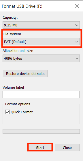 Format your USB stick Image: Format your USB stick