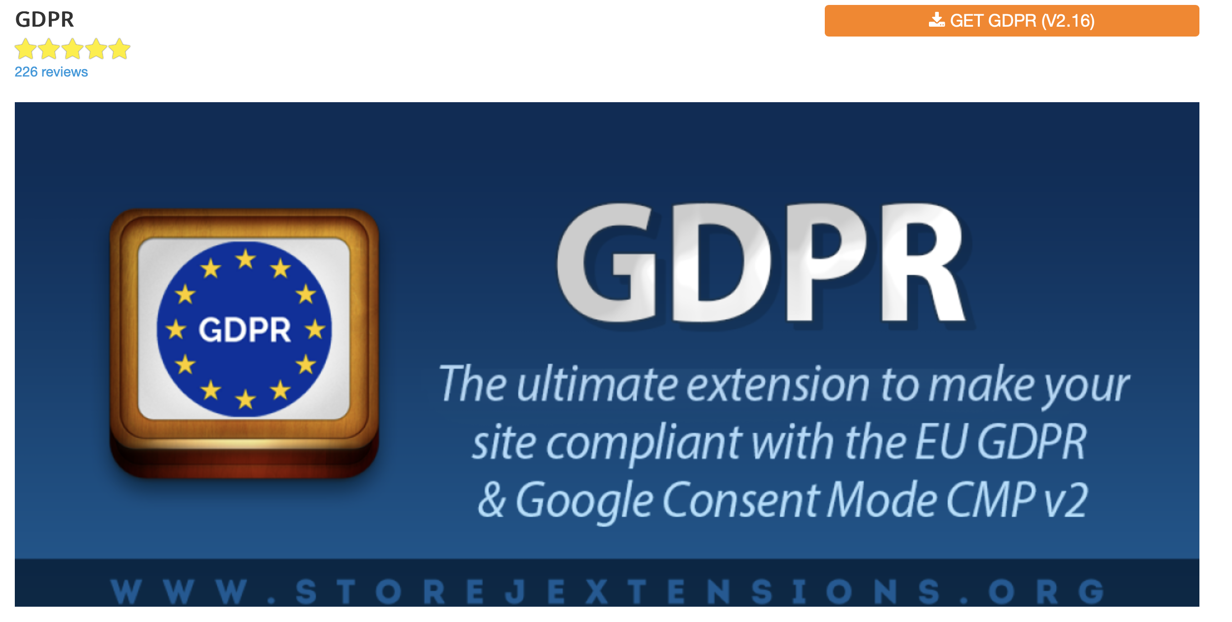 Website screenshot of the Joomla plugin GDPR Image: Website screenshot of the Joomla plugin GDPR