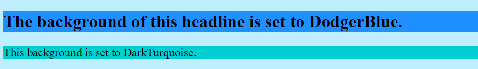 Example: Three different colored HTML backgrounds Image: Example: Three different colored HTML backgrounds