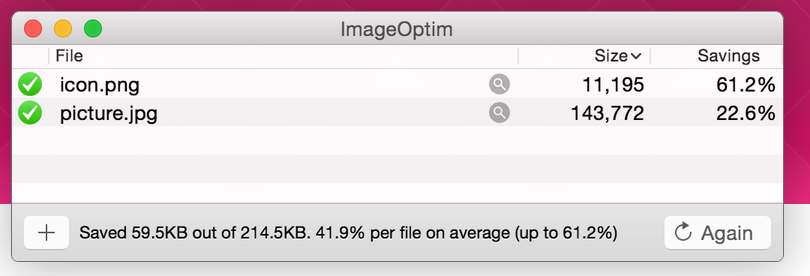 Screenshot of ImageOptim Image: Screenshot of ImageOptim