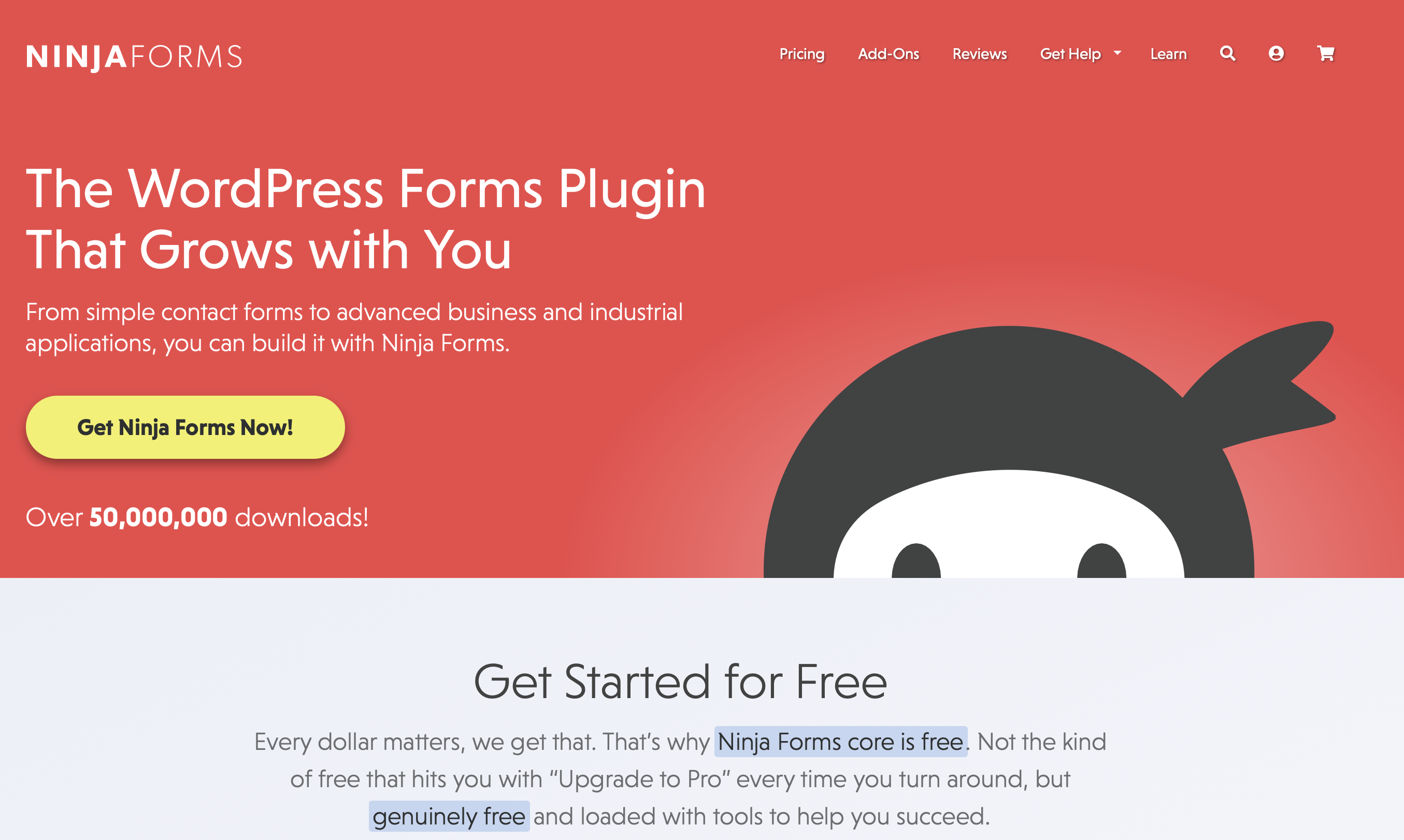 Website of WordPress plugin Ninja Forms Image: Website of WordPress plugin Ninja Forms