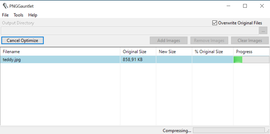 Screenshot of the PNGGauntlet interface Image: Screenshot of the PNGGauntlet interface
