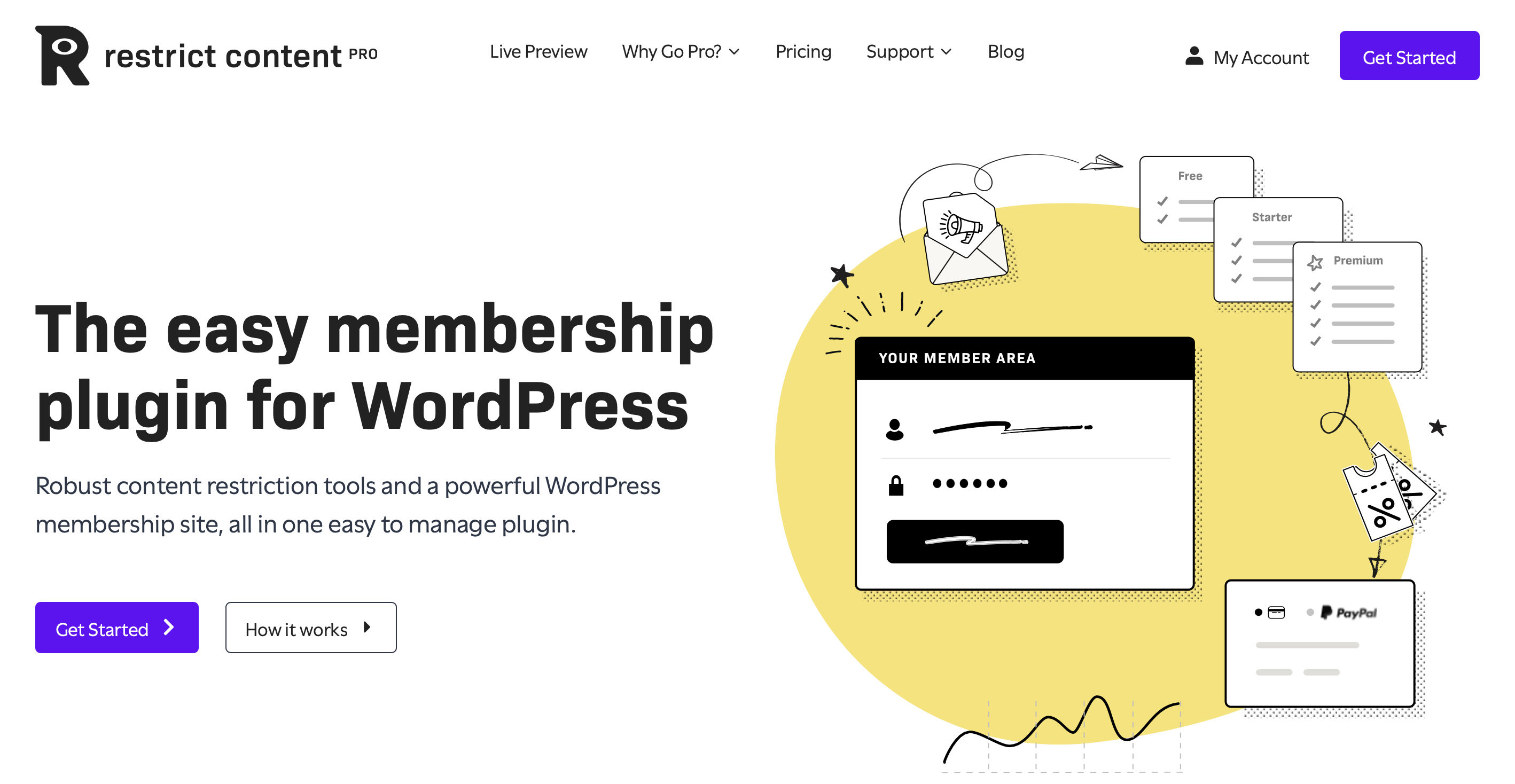 Restrict Content Pro: Screenshot of the website Image: Restrict Content Pro: Screenshot of the website