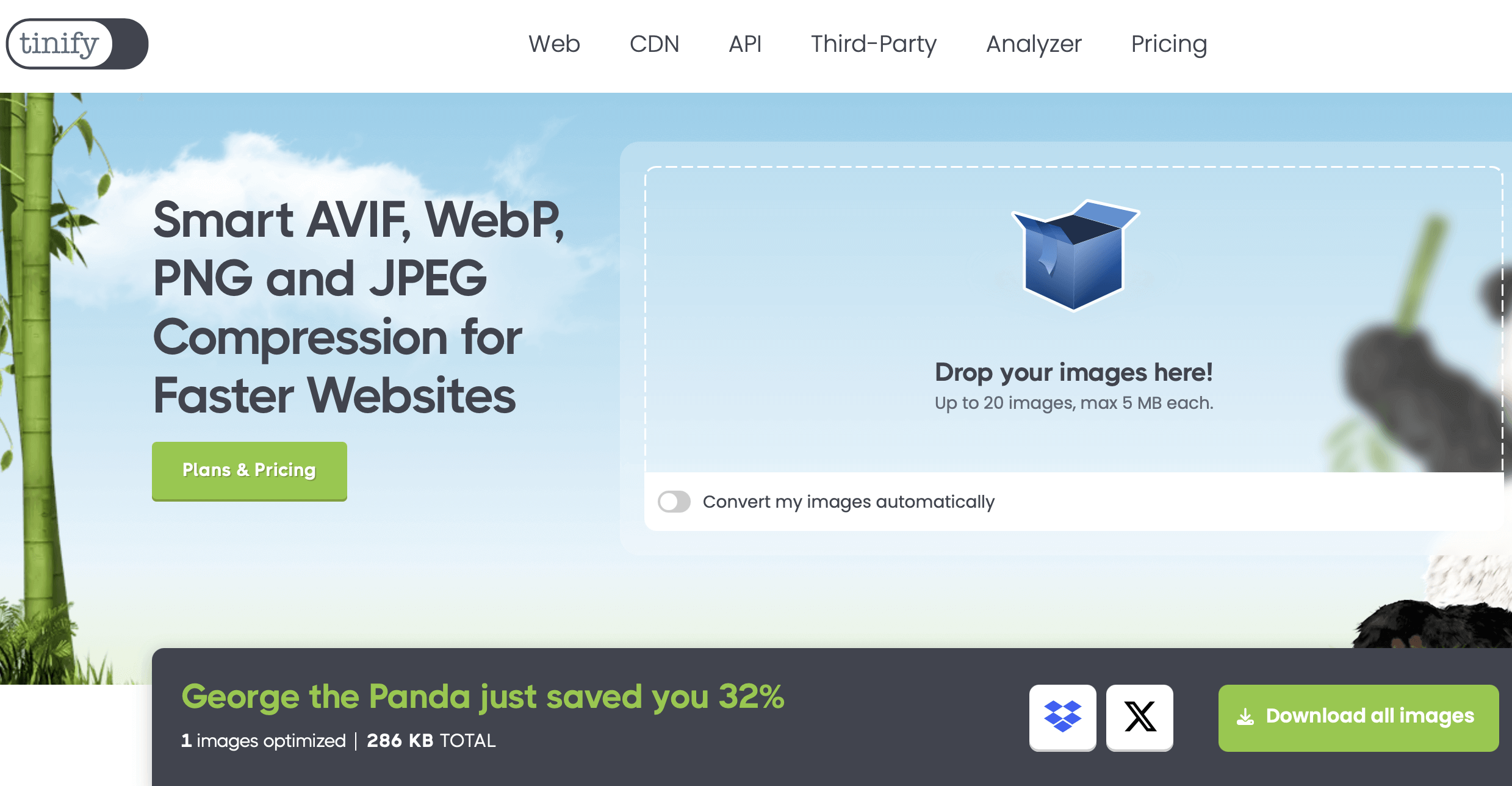 Screenshot of the TinyPNG website Image: Screenshot of the TinyPNG website