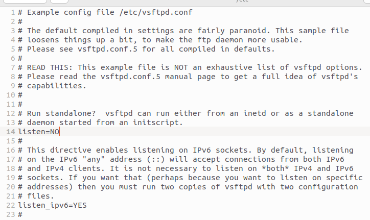 Snippet of the vsftpd.conf file Image: Snippet of the vsftpd.conf file