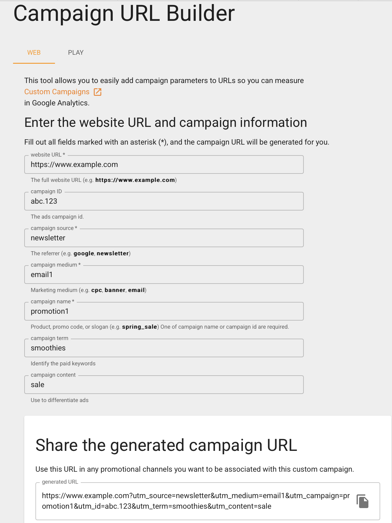 Screenshot of Google Campaign URL Builder Image: Screenshot of Google Campaign URL Builder