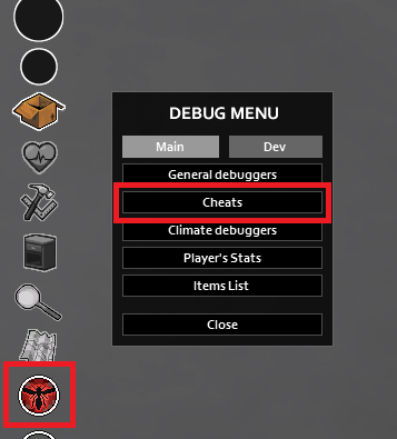 Project Zomboid: Cheat code input in the debug menu Image: Project Zomboid: Cheat code input in the debug menu