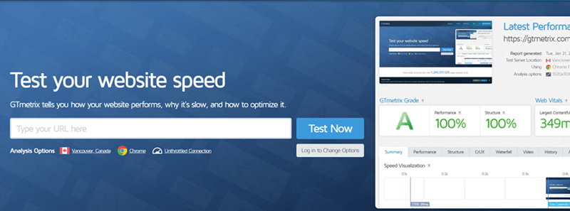 GTmetrix website Image: GTmetrix website