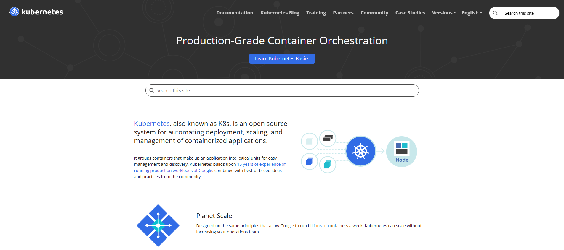 Kubernetes Homepage Image: Kubernetes Homepage