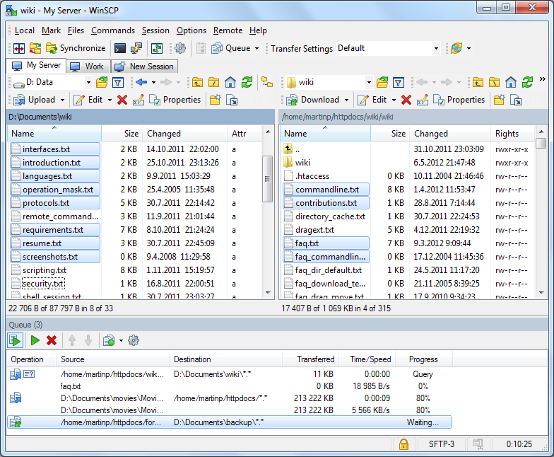 Data exchange with WinSCP
