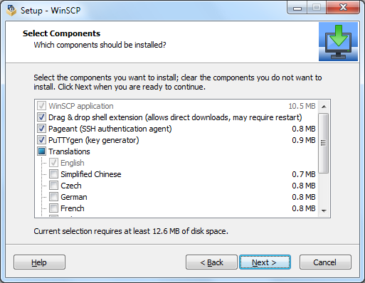WinSCP installation type