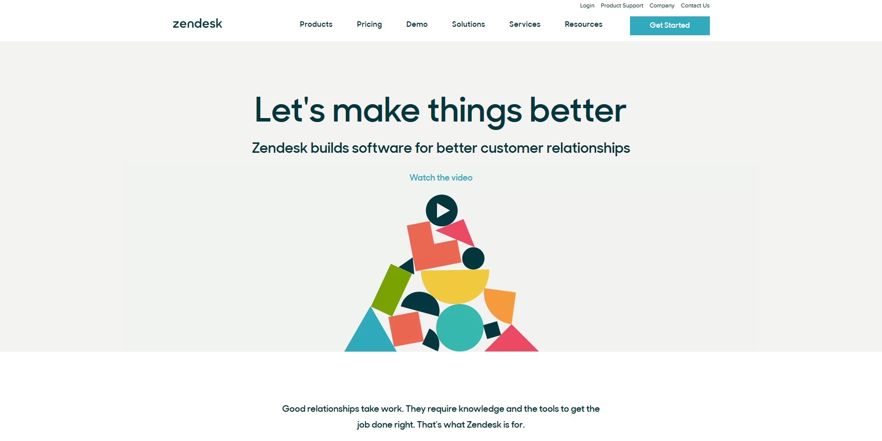 Landing page for Zendesk