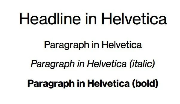 Example text in Helvetica
