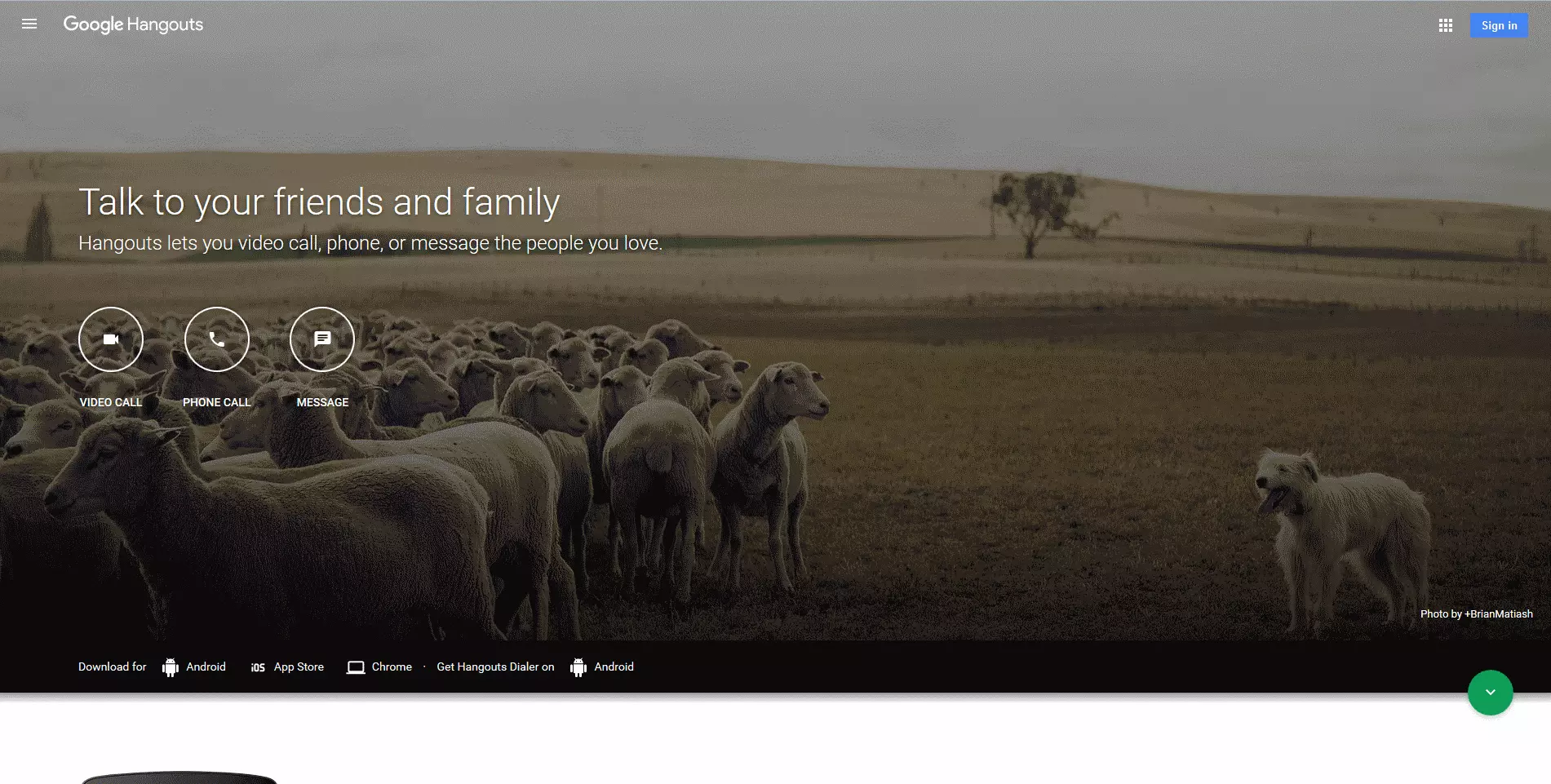 Google Hangouts homepage
