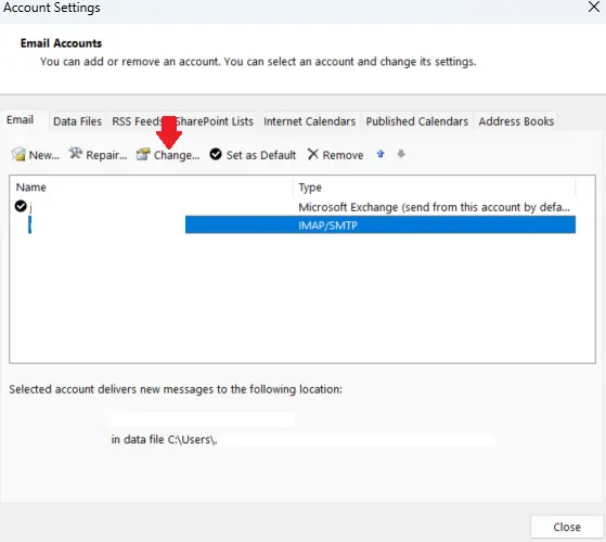 Outlook change sender: Select the account you wish to change Image: Outlook change sender: Select the account you wish to change