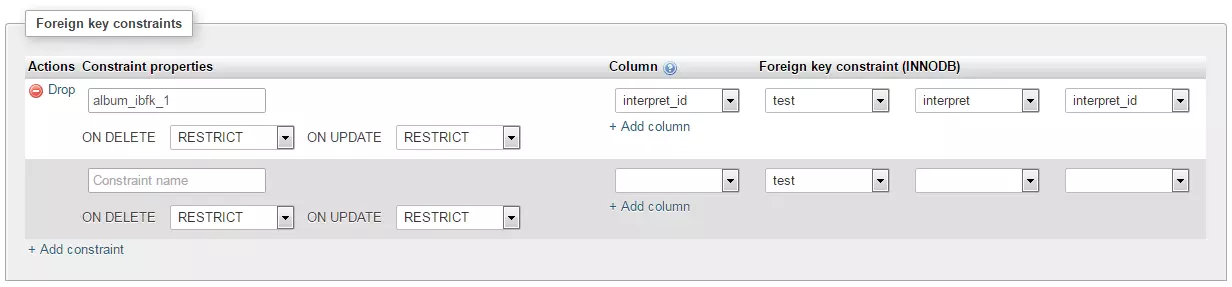 phpMyAdmin: specified foreign key relationships