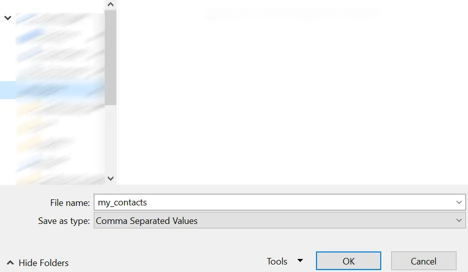 Image: Outlook 365: Specify the location for file export