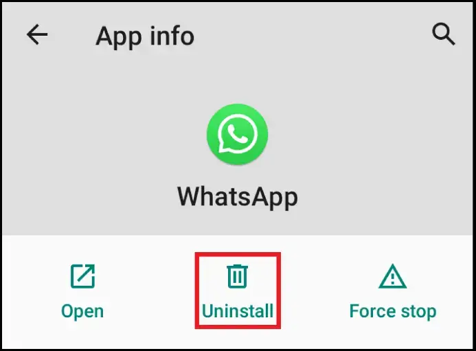 Uninstall WhatsApp via device settings Image: Uninstall WhatsApp via device settings