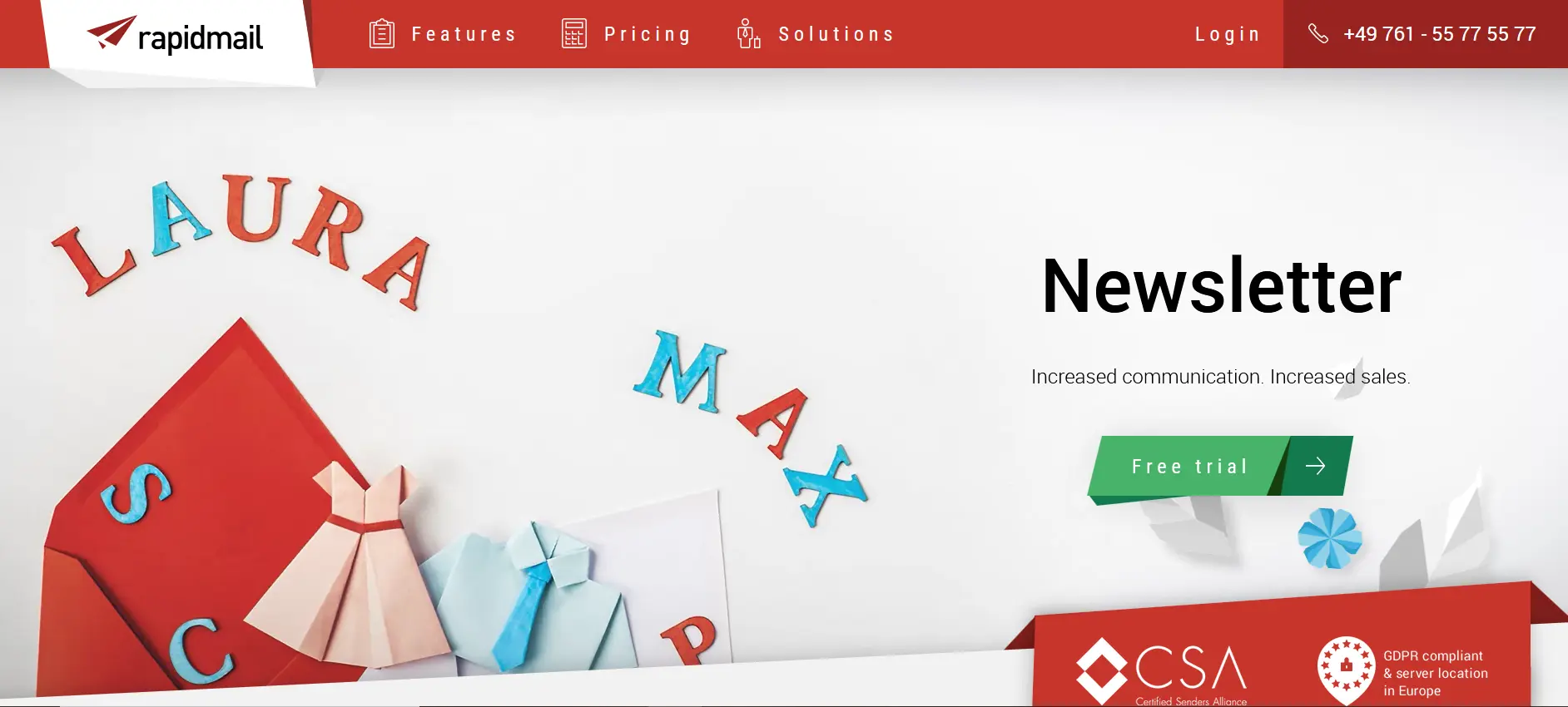 Rapidmail website Image: Rapidmail website