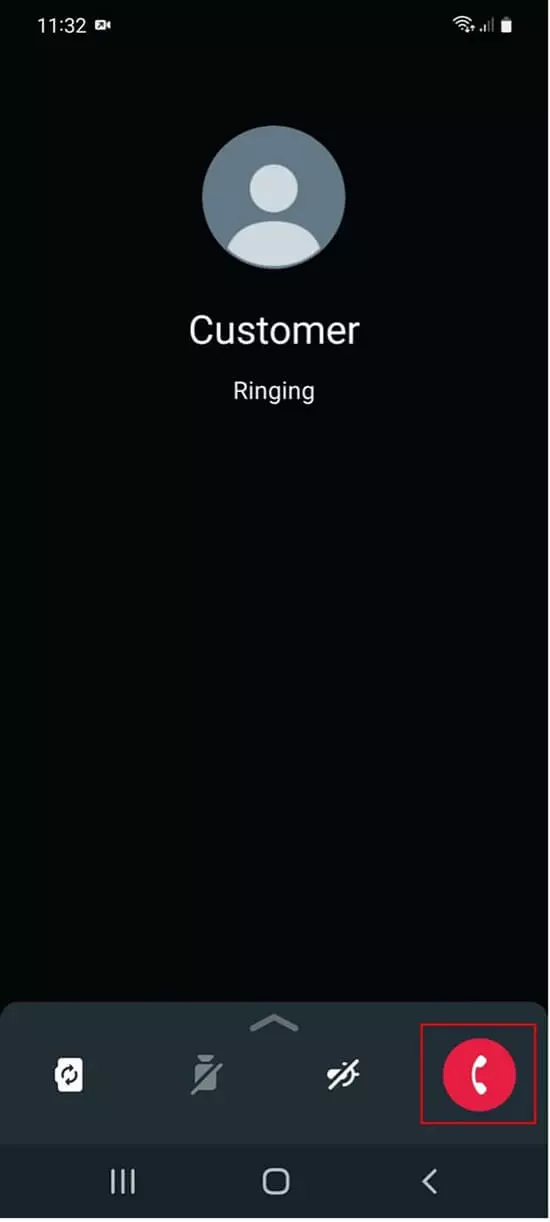 Image: Android WhatsApp: Red handset to end the call